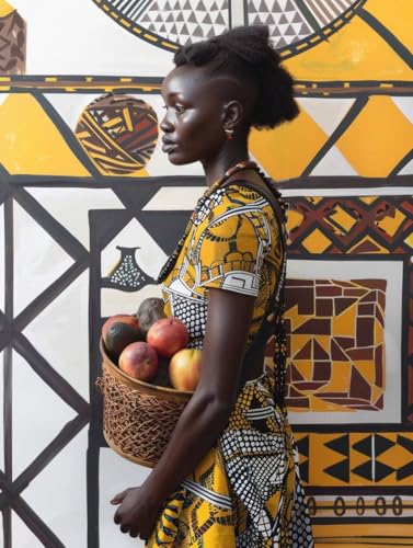 Malen Nach Zahlen Erwachsene Afrikanische Frau Malen Nach Zahlen, Obst Paint by Numbers Adult, DIY Handgemalt Ölgemälde Kit mit 3 Pinseln und Acrylfarbe, Deko Wohnzimmer, Geschenke (60x80cm) 8-7368 von MAYUPEOU