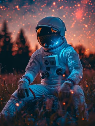 Malen Nach Zahlen Erwachsene Astronaut Malen Nach Zahlen, Landschaft Paint by Numbers Adult, DIY Handgemalt Ölgemälde Kit mit 3 Pinseln und Acrylfarbe, Deko Wohnzimmer, Geschenke (80x110cm) K-5258 von MAYUPEOU