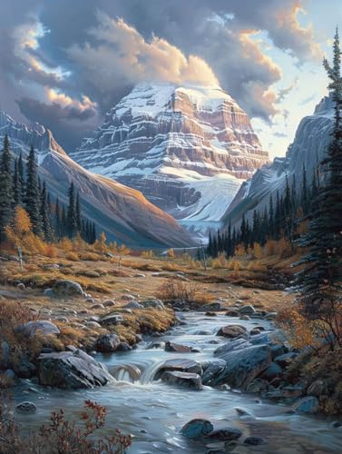 Malen Nach Zahlen Erwachsene Berg Malen Nach Zahlen, Landschaft Paint by Numbers Adult, DIY Handgemalt Ölgemälde Kit mit 3 Pinseln und Acrylfarbe, Deko Wohnzimmer, Geschenke (100x130cm) S-9588 von MAYUPEOU