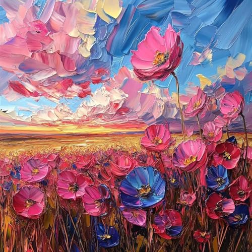 Malen Nach Zahlen Erwachsene Blume, Malen Nach Zahlen für Zimmer Deko, Graffiti DIY Basteln Erwachsene Leinwand Kits, DIY Paint by Numbers Kits Mit Pinseln und Acrylfarbe, Geschenke, 30x30cm 2-4009 von MAYUPEOU
