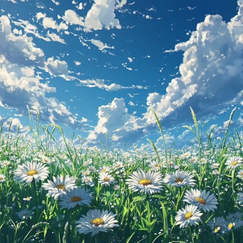 Malen Nach Zahlen Erwachsene Blume, Malen Nach Zahlen für Zimmer Deko, Himmel DIY Basteln Erwachsene Leinwand Kits, DIY Paint by Numbers Kits Mit Pinseln und Acrylfarbe, Geschenke, 50x50cm R-7165 von MAYUPEOU