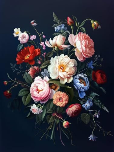 Malen Nach Zahlen Erwachsene Blume, Pflanze Malen Nach Zahlen Kinder, Paint by Numbers DIY Set Erwachsene, Handgemalt Ölgemälde Kit mit 3 Pinseln und Acrylfarbe, Deko Wohnzimmer, (50x65cm) M-3149 von MAYUPEOU
