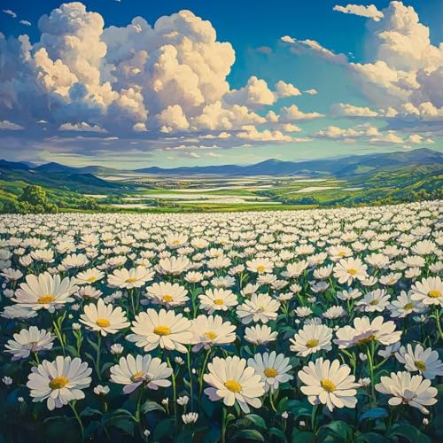 Malen Nach Zahlen Erwachsene Blume,DIY Malen Nach Zahlen Landschaft, DIY Basteln Erwachsene Leinwand Kits Mit Pinseln und Acrylfarbe, Paint by Numbers Kit für Anfänger, Deko Wohnzimmer, 60x60cm V-1261 von MAYUPEOU