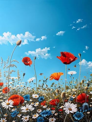 Malen Nach Zahlen Erwachsene Blume Malen Nach Zahlen, Landschaft Paint by Numbers Adult, DIY Handgemalt Ölgemälde Kit mit 3 Pinseln und Acrylfarbe, Deko Wohnzimmer, Geschenke (60x80cm) 4-8749 von MAYUPEOU