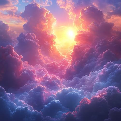 Malen Nach Zahlen Erwachsene Cloud, Malen Nach Zahlen für Zimmer Deko, Farbe DIY Basteln Erwachsene Leinwand Kits, DIY Paint by Numbers Kits Mit Pinseln und Acrylfarbe, Geschenke, 45x45cm 0-9880 von MAYUPEOU