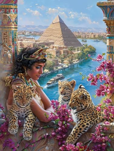 Malen Nach Zahlen Erwachsene Frau, Pyramide Malen Nach Zahlen Kinder, Paint by Numbers DIY Set Erwachsene, Handgemalt Ölgemälde Kit mit 3 Pinseln und Acrylfarbe, Deko Wohnzimmer, (60x80cm) N-8228 von MAYUPEOU