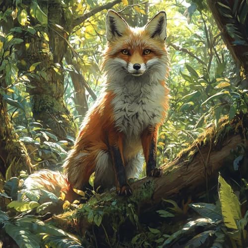 Malen Nach Zahlen Erwachsene Fuchs, Malen Nach Zahlen für Zimmer Deko, Baum DIY Basteln Erwachsene Leinwand Kits, DIY Paint by Numbers Kits Mit Pinseln und Acrylfarbe, Geschenke, 50x50cm 9-1629 von MAYUPEOU