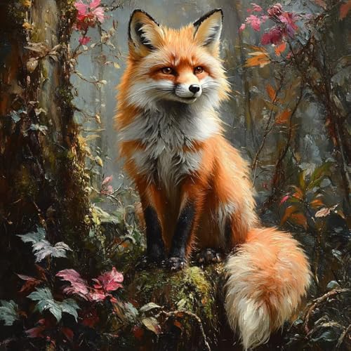 Malen Nach Zahlen Erwachsene Fuchs, Malen Nach Zahlen für Zimmer Deko, Pflanzen DIY Basteln Erwachsene Leinwand Kits, DIY Paint by Numbers Kits Mit Pinseln und Acrylfarbe, Geschenke, 100x100cm 1-4591 von MAYUPEOU