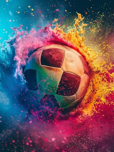 Malen Nach Zahlen Erwachsene FußBall Malen Nach Zahlen, Sport Paint by Numbers Adult, DIY Handgemalt Ölgemälde Kit mit 3 Pinseln und Acrylfarbe, Wanddeko, Deko Wohnzimmer, Geschenke (60x80cm) Y-1208 von MAYUPEOU