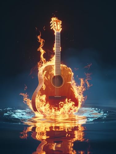 Malen Nach Zahlen Erwachsene Gitarre Malen Nach Zahlen, Flamme Paint by Numbers Adult, DIY Handgemalt Ölgemälde Kit mit 3 Pinseln und Acrylfarbe, Deko Wohnzimmer, Geschenke (100x135cm) S-1664 von MAYUPEOU