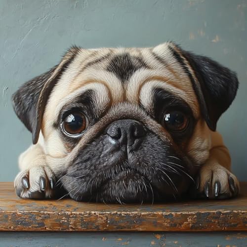 Malen Nach Zahlen Erwachsene Hund, Malen Nach Zahlen für Zimmer Deko, Tier DIY Basteln Erwachsene Leinwand Kits, DIY Paint by Numbers Kits Mit Pinseln und Acrylfarbe, Geschenke, 60x60cm 5-9720 von MAYUPEOU