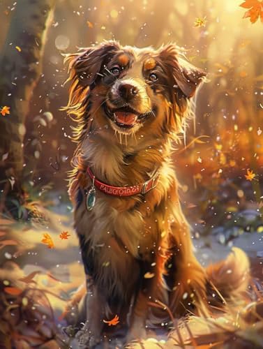 Malen Nach Zahlen Erwachsene Hund, Tier Malen Nach Zahlen Kinder, Paint by Numbers DIY Set Erwachsene, Handgemalt Ölgemälde Kit mit 3 Pinseln und Acrylfarbe, Deko Wohnzimmer, (40x50cm) 0-8876 von MAYUPEOU