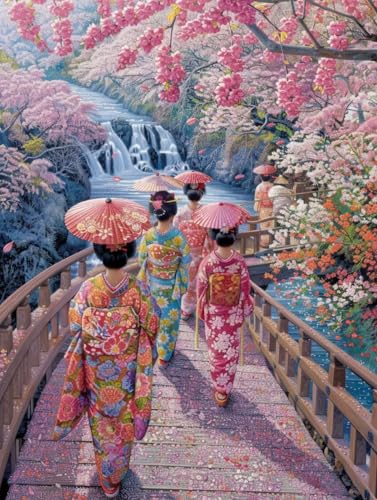 Malen Nach Zahlen Erwachsene Japan, Frau Malen Nach Zahlen Kinder, Paint by Numbers DIY Set Erwachsene, Handgemalt Ölgemälde Kit mit 3 Pinseln und Acrylfarbe, Deko Wohnzimmer, (60x80cm) 4-9294 von MAYUPEOU