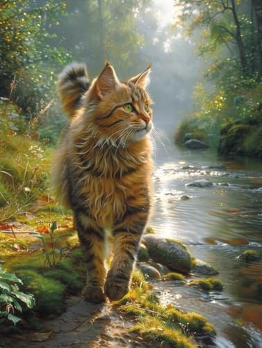 Malen Nach Zahlen Erwachsene Katze, Landschaft Malen Nach Zahlen Kinder, Paint by Numbers DIY Set Erwachsene, Handgemalt Ölgemälde Kit mit 3 Pinseln und Acrylfarbe, Deko Wohnzimmer, (40x50cm) 5-1790 von MAYUPEOU