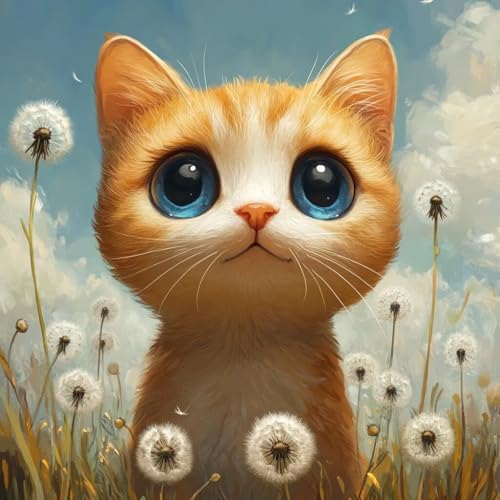 Malen Nach Zahlen Erwachsene Katze, Malen Nach Zahlen für Zimmer Deko, Pflanzen DIY Basteln Erwachsene Leinwand Kits, DIY Paint by Numbers Kits Mit Pinseln und Acrylfarbe, Geschenke, 100x100cm G-8062 von MAYUPEOU