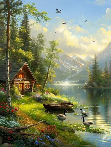 Malen Nach Zahlen Erwachsene Landschaft, Berg Malen Nach Zahlen Kinder, Paint by Numbers DIY Set Erwachsene, Handgemalt Ölgemälde Kit mit 3 Pinseln und Acrylfarbe, Deko Wohnzimmer, (50x65cm) A-9026 von MAYUPEOU