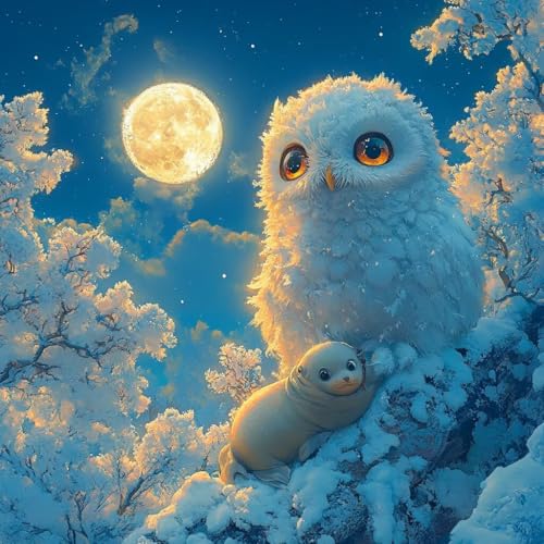 Malen Nach Zahlen Erwachsene Mond,DIY Malen Nach Zahlen Tier, DIY Basteln Erwachsene Leinwand Kits Mit Pinseln und Acrylfarbe, Paint by Numbers Kits für Anfänger, Deko Wohnzimmer, 60x60cm 9-3981 von MAYUPEOU