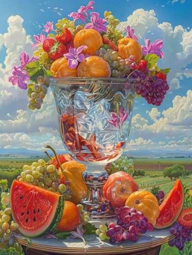 Malen Nach Zahlen Erwachsene Obst, Landschaft Malen Nach Zahlen Kinder, Paint by Numbers DIY Set Erwachsene, Handgemalt Ölgemälde Kit mit 3 Pinseln und Acrylfarbe, Deko Wohnzimmer, (40x50cm) 4-5088 von MAYUPEOU