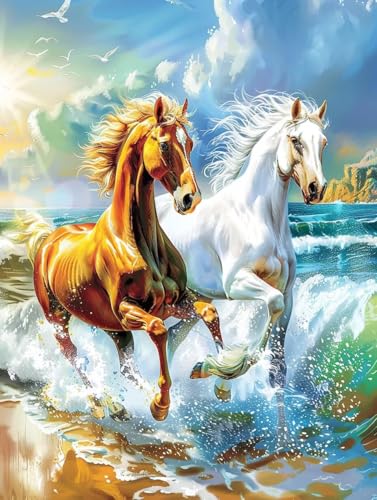 Malen Nach Zahlen Erwachsene Pferd Malen Nach Zahlen, Landschaft Paint by Numbers Adult, DIY Handgemalt Ölgemälde Kit mit 3 Pinseln und Acrylfarbe, Deko Wohnzimmer, Geschenke (80x110cm) U-8385 von MAYUPEOU