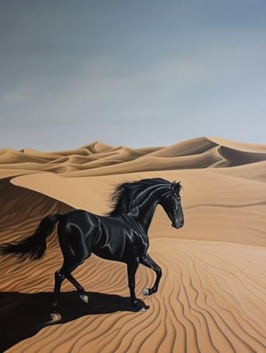 Malen Nach Zahlen Erwachsene Pferd Malen Nach Zahlen, WüSte Paint by Numbers Adult, DIY Handgemalt Ölgemälde Kit mit 3 Pinseln und Acrylfarbe, Knitterfreie Leinwand, Deko Wohnzimmer, (50x65cm) A-8897 von MAYUPEOU