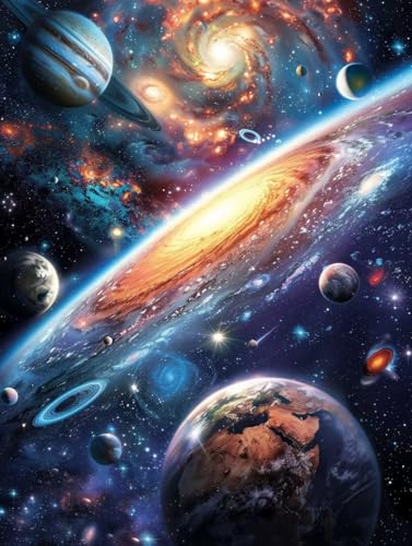 Malen Nach Zahlen Erwachsene Planet, Sternenhimmel Malen Nach Zahlen Kinder, Paint by Numbers DIY Set Erwachsene, Handgemalt Ölgemälde Kit mit 3 Pinseln und Acrylfarbe, Wanddeko, (40x50cm) A-4800 von MAYUPEOU