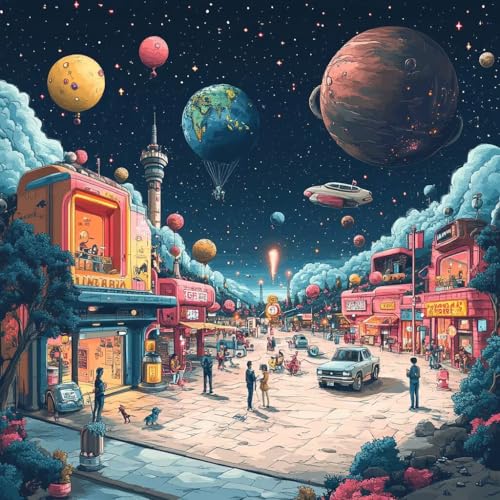 Malen Nach Zahlen Erwachsene Planet,DIY Malen Nach Zahlen Sternenhimmel, DIY Basteln Erwachsene Leinwand Kits Mit Pinseln und Acrylfarbe, Paint by Numbers Kits für Anfänger, Dekoration, 45x45cm P-6720 von MAYUPEOU