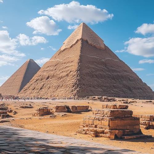 Malen Nach Zahlen Erwachsene Pyramide, Malen Nach Zahlen für Zimmer Deko, Landschaft DIY Basteln Erwachsene Leinwand Kits, DIY Paint by Numbers Kits Mit Pinseln und Acrylfarbe, 50x50cm U-8465 von MAYUPEOU
