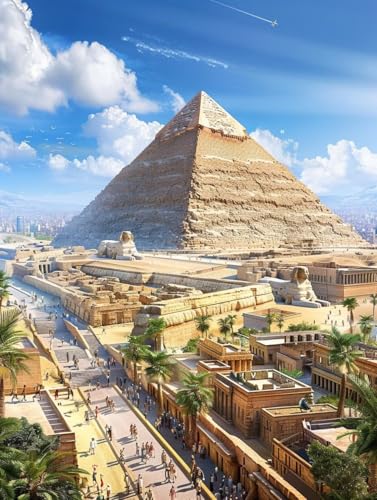 Malen Nach Zahlen Erwachsene Pyramide Malen Nach Zahlen, Landschaft Paint by Numbers Adult, DIY Handgemalt Ölgemälde Kit mit 3 Pinseln und Acrylfarbe, Deko Wohnzimmer, Geschenke (80x110cm) 8-8770 von MAYUPEOU
