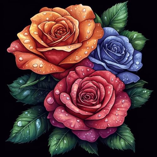 Malen Nach Zahlen Erwachsene Rose, Malen Nach Zahlen für Zimmer Deko, Blume DIY Basteln Erwachsene Leinwand Kits, DIY Paint by Numbers Kits Mit Pinseln und Acrylfarbe, Geschenke, 100x100cm 1-8152 von MAYUPEOU