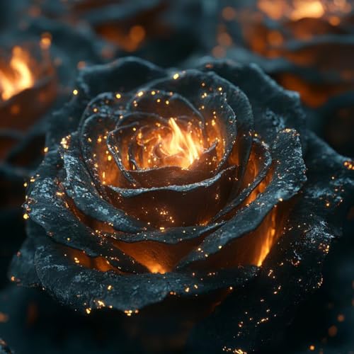 Malen Nach Zahlen Erwachsene Rose, Malen Nach Zahlen für Zimmer Deko, Flamme DIY Basteln Erwachsene Leinwand Kits, DIY Paint by Numbers Kits Mit Pinseln und Acrylfarbe, Geschenke, 45x45cm 6-1865 von MAYUPEOU