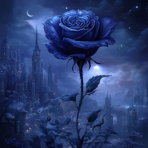 Malen Nach Zahlen Erwachsene Rose,DIY Malen Nach Zahlen Nachtansicht, DIY Basteln Erwachsene Leinwand Kits Mit Pinseln und Acrylfarbe, Paint by Numbers Kits für Anfänger, Dekoration, 100x100cm 8-8014 von MAYUPEOU