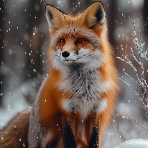 Malen Nach Zahlen Erwachsene Schnee,DIY Malen Nach Zahlen Fuchs, DIY Basteln Erwachsene Leinwand Kits Mit Pinseln und Acrylfarbe, Paint by Numbers Kits für Anfänger, Deko Wohnzimmer, 100x100cm T-9207 von MAYUPEOU