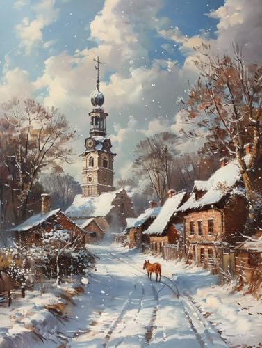 Malen Nach Zahlen Erwachsene Schneeszene Malen Nach Zahlen, Tier Paint by Numbers Adult, DIY Handgemalt Ölgemälde Kit mit 3 Pinseln und Acrylfarbe, Deko Wohnzimmer, Geschenke (60x80cm) H-3273 von MAYUPEOU