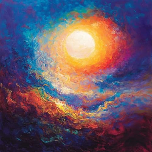 Malen Nach Zahlen Erwachsene Sonne,DIY Malen Nach Zahlen Abstrakt, DIY Basteln Erwachsene Leinwand Kits Mit Pinseln und Acrylfarbe, Paint by Numbers Kits für Anfänger, Deko Wohnzimmer, 50x50cm 5-7099 von MAYUPEOU