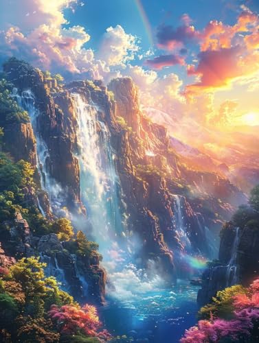 Malen Nach Zahlen Erwachsene Sonnenuntergang, Landschaft Malen Nach Zahlen Kinder, Paint by Numbers DIY Set Erwachsene, Handgemalt Ölgemälde Kit mit 3 Pinseln und Acrylfarbe, (80x110cm) J-9221 von MAYUPEOU