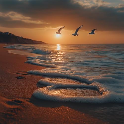 Malen Nach Zahlen Erwachsene Sonnenuntergang, Malen Nach Zahlen für Zimmer Deko, Strand DIY Basteln Erwachsene Leinwand Kits, DIY Paint by Numbers Kits Mit Pinseln und Acrylfarbe, 60x60cm U-4065 von MAYUPEOU