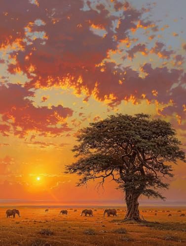 Malen Nach Zahlen Erwachsene Sonnenuntergang Malen Nach Zahlen, Landschaft Paint by Numbers Adult, DIY Handgemalt Ölgemälde Kit mit 3 Pinseln und Acrylfarbe, Deko Wohnzimmer, (100x130cm) 1-1067 von MAYUPEOU