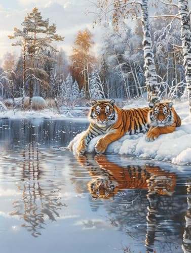 Malen Nach Zahlen Erwachsene Tiger, Tier Malen Nach Zahlen Kinder, Paint by Numbers DIY Set Erwachsene, Handgemalt Ölgemälde Kit mit 3 Pinseln und Acrylfarbe, Deko Wohnzimmer, (100x135cm) 8-3146 von MAYUPEOU