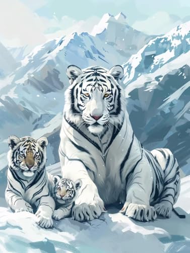 Malen Nach Zahlen Erwachsene Tiger, Tier Malen Nach Zahlen Kinder, Paint by Numbers DIY Set Erwachsene, Handgemalt Ölgemälde Kit mit 3 Pinseln und Acrylfarbe, Deko Wohnzimmer, (40x50cm) 4-3807 von MAYUPEOU