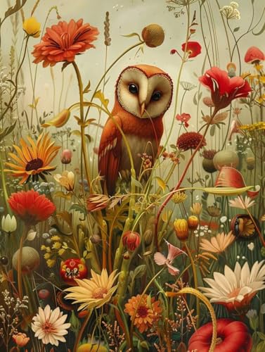 Malen Nach Zahlen Erwachsene Vogel Malen Nach Zahlen, Blume Paint by Numbers Adult, DIY Handgemalt Ölgemälde Kit mit 3 Pinseln und Acrylfarbe, Knitterfreie Leinwand, Deko Wohnzimmer, (80x110cm) N-3090 von MAYUPEOU