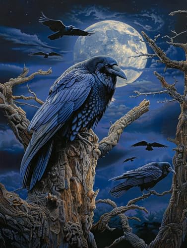 Malen Nach Zahlen Erwachsene Vogel Malen Nach Zahlen, Mond Paint by Numbers Adult, DIY Handgemalt Ölgemälde Kit mit 3 Pinseln und Acrylfarbe, Knitterfreie Leinwand, Deko Wohnzimmer, (60x70cm) 8-9643 von MAYUPEOU