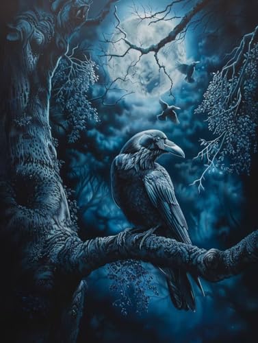 Malen Nach Zahlen Erwachsene Vogel Malen Nach Zahlen, Mond Paint by Numbers Adult, DIY Handgemalt Ölgemälde Kit mit 3 Pinseln und Acrylfarbe, Knitterfreie Leinwand, Deko Wohnzimmer, (60x70cm) 9-9154 von MAYUPEOU