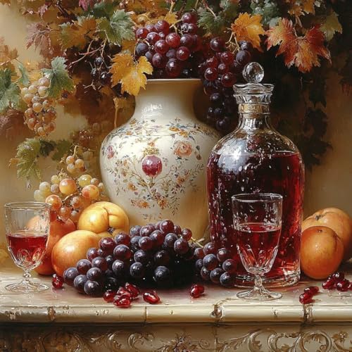 Malen Nach Zahlen Erwachsene Wein, Malen Nach Zahlen für Zimmer Deko, Traube DIY Basteln Erwachsene Leinwand Kits, DIY Paint by Numbers Kits Mit Pinseln und Acrylfarbe, Geschenke, 70x70cm 6-1578 von MAYUPEOU