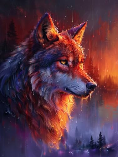 Malen Nach Zahlen Erwachsene Wolf, Tier Malen Nach Zahlen Kinder, Paint by Numbers DIY Set Erwachsene, Handgemalt Ölgemälde Kit mit 3 Pinseln und Acrylfarbe, Deko Wohnzimmer, (100x135cm) 7-2615 von MAYUPEOU