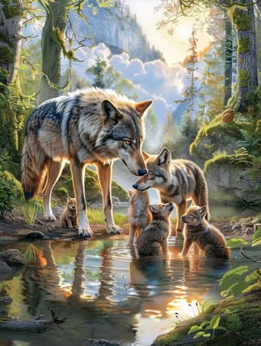 Malen Nach Zahlen Erwachsene Wolf, Tier Malen Nach Zahlen Kinder, Paint by Numbers DIY Set Erwachsene, Handgemalt Ölgemälde Kit mit 3 Pinseln und Acrylfarbe, Deko Wohnzimmer, (80x110cm) 6-5596 von MAYUPEOU
