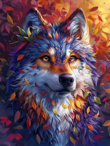 Malen Nach Zahlen Erwachsene Wolf Malen Nach Zahlen, Tier Paint by Numbers Adult, DIY Handgemalt Ölgemälde Kit mit 3 Pinseln und Acrylfarbe, Knitterfreie Leinwand, Deko Wohnzimmer, (90x120cm) D-1893 von MAYUPEOU