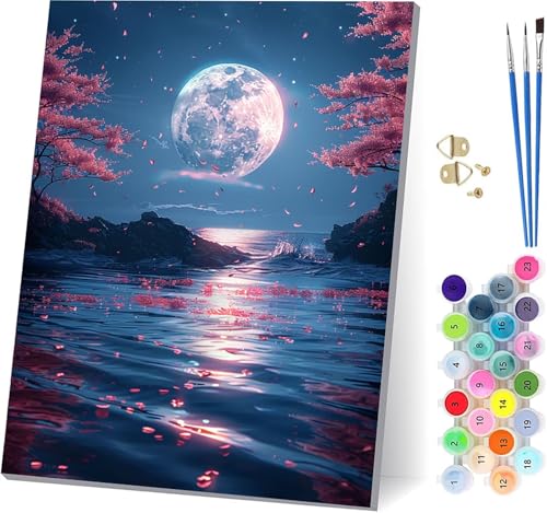Mond Malen Nach Zahlen Erwachsene Mit Rahmen, Malen Nach Zahlen Landschaft, DIY Set Erwachsene Mit 3 Pinseln und Acrylfarbe Knitterfreie Leinwand, Paint by Numbers für Deko Wohnzimmer 100x135cm U-8564 Mond Malen Nach Zahlen Erwachsene Mit Rahmen, Malen Nach Zahlen Landschaft, DIY Set Erwachsene Mit 3 Pinseln und Acrylfarbe Knitterfreie Leinwand, Paint by Numbers für Deko Wohnzimmer 100x135cm U-8564 von MAYUPEOU