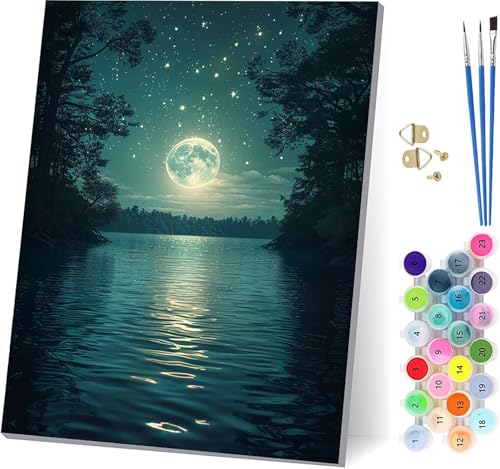 Mond Malen Nach Zahlen Erwachsene Mit Rahmen, Malen Nach Zahlen Sternenhimmel, DIY Set Erwachsene Mit 3 Pinseln und Acrylfarbe, Paint by Numbers für Deko Wohnzimmer Geschenke 100x130cm R-7739 Mond Malen Nach Zahlen Erwachsene Mit Rahmen, Malen Nach Zahlen Sternenhimmel, DIY Set Erwachsene Mit 3 Pinseln und Acrylfarbe, Paint by Numbers für Deko Wohnzimmer Geschenke 100x130cm R-7739 von MAYUPEOU