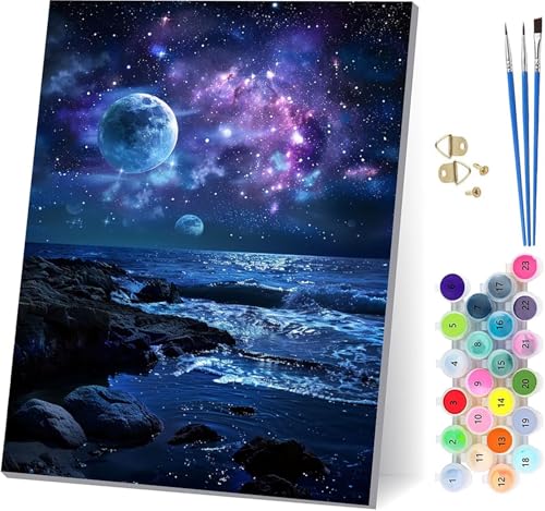 Mond Malen Nach Zahlen Erwachsene Mit Rahmen, Malen Nach Zahlen Sternenhimmel, DIY Set Erwachsene Mit 3 Pinseln und Acrylfarbe, Paint by Numbers für Deko Wohnzimmer und Wanddeko 30x40cm V-3860 Mond Malen Nach Zahlen Erwachsene Mit Rahmen, Malen Nach Zahlen Sternenhimmel, DIY Set Erwachsene Mit 3 Pinseln und Acrylfarbe, Paint by Numbers für Deko Wohnzimmer und Wanddeko 30x40cm V-3860 von MAYUPEOU