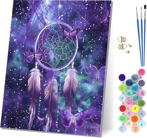 Schmetterling Malen Nach Zahlen Erwachsene Mit Rahmen, Malen Nach Zahlen Abstrakt, DIY Set Erwachsene Mit 3 Pinseln und Acrylfarbe, Paint by Numbers für Deko Wohnzimmer Geschenke 70x95cm D-9912 von MAYUPEOU